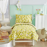 Uozzi Bedding 4 Pieces Yellow Girls Toddler Bedding Set White Floral Style - Includes Adorable Quilted Flower Comforter, Fitted Sheet, Top Sheet, and Pillow Case for Girls Bed UOZZI BEDDING