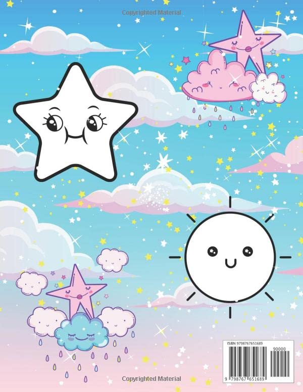 Moon , Sun & Star Coloring Book For Kids : Moon , Sun and Star Coloring Book with unique images to help children entertain and relax more after stressful school hours. (Little Cute) Majosta