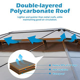 GAZEBEST 10' X 13' Permanent Hardtop Gazebo, Outdoor Polycarbonate Double Roof Pavilion Pergola Canopy with Aluminum Frame and Privacy Curtains for Patio, Garden, Backyard, Lawn GAZEBEST