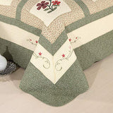 vctops Farmhouse Green 2 Piece Embroidered Floral Quilted Bedspread Quilt Set 100% Cotton Reversible Patchwork Coverlet Set 1 Quilt and 1 Pillow Sham (Green,Twin) vctops