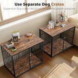 Lyromix 94.48'' Dog Crate Furniture Large Breed TV Stand with Double Rooms,Wooden Dog Kennel Dog Crate End Table with Removable Divider for Large Medium Dogs, Can Use Separately Lyromix