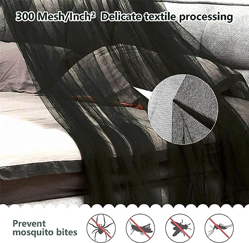 Mosquito Net Bed Canopy for Girls,King Canopy Bed Curtains Full Queen Size from Ceiling,Dome Mosquito Netting Bed Tent Twin Girls Princess Canopy Bed Black Decor for Baby Crib,Kid Bed and Adult Beds
