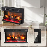 ROVSUN 28 Inch 3-Sided Glass Electric Fireplace Insert, Electric Fireplace Heater with Remote Control, Wall Mounted and Recessed Fireplace with 8H Timer, 20 Flame Color for Indoor Use, Office, Bedroom ROVSUN