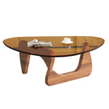 Modern Glass Coffee Table, Mid Century Small Coffee Table, Coffee Table for Living Room,Suitable for Bedroom Living Room Reception Office Tables (Walnut/Brown, Small) LZYFY