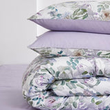 La Sheer Floral Duvet Cover Set Garden Style Twin 2 Pieces Bedding Set, Ultra Soft Green Leaves Botanical Flowers Pattern Lavender Reversible Farmhouse 1 Comforter Cover + 1 Pillowsham(No Comforter) La Sheer