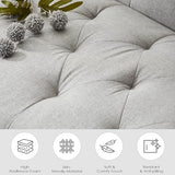 TYBOATLE 62" W Loveseat Sofa w/ 2 USB Charger Ports and 2 Cupholders, Mid-Century Modern Tufted Linen Fabric Small Love Seat Couches for Compact Living Room, Bedroom, Apartment, Dorm (Light Grey) TYBOATLE