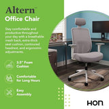 HON Altern Ergonomic Office Chair with Headrest, Arms, Foam Cushion Seat, Mid Back Home Office Desk Chair Comfy, Gaming Chair, Height Adjustable Arms, Synchro-Tilt, Seat-Slide, White Frame, Frost HON