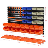 52PCS Wall Mounted Storage Bins Garage Storage Drawers with 4PCS Wall Mounting Peg Boards Workshop Parts Rack Container Tool Organizer Easy Access Compartments for Hardware Crafts Office Supplies RELIANCER