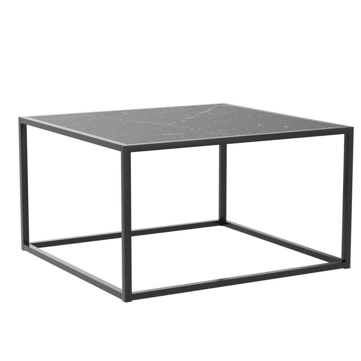 SAYGOER Black Coffee Table Small Square Coffee Table Simple Modern Center Table for Living Room Home Office 27.6 * 27.6 * 15.7Inch Easy Assembly, Black Faux Marble SAYGOER