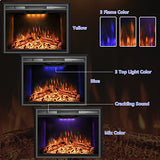 Velaychimney Electric Fireplace Insert, 36 Inches Recessed Fireplace Heater with Adjustable Flame and Top Light Colors, Fire Crackling Sound, Remote Control, Timer, 750W/1500W, Black Velaychimney