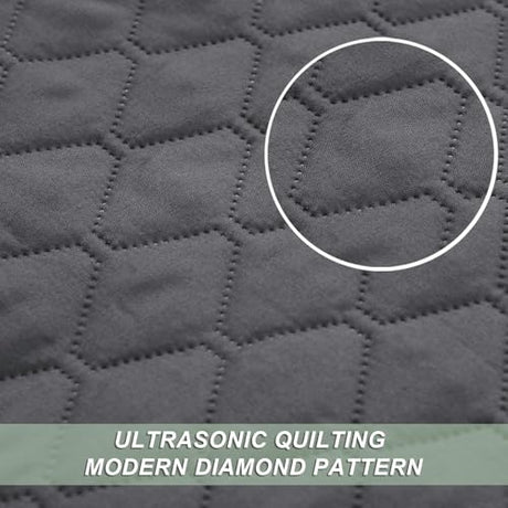 Exclusivo Mezcla Ultrasonic Reversible Full Queen Quilt Bedding Set with Pillow Shams, Lightweight Quilts Queen Size, Soft Bedspreads Bed Coverlets for All Seasons - (Grey, 90"x96") Exclusivo Mezcla