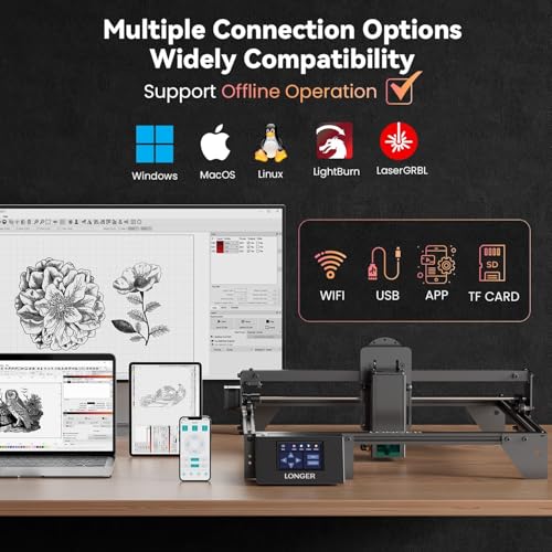 LONGER Laser Engraver Ray5 20000mW CNC Laser Cutter with 3.5" Touch Screen, for Wood Metal Acrylic Glass Leather400x400mm,High Precision DIY Laser Engraving Machine Longer