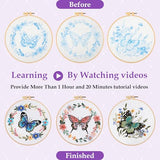 3 Sets Butterfly Flower Embroidery Kit for Beginners, Cross Stitch Practice Kits for Craft Lover with Pre-Stamped Patterns, 7.8-Inch Hoop, Threads, Needles, Step-by-Step Guide & Video, Needlepoint Kit