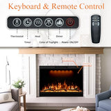 Dreamflame Electric Fireplace Inserts 36inches Wide, Recessed in Wall Fireplace Heater w/Remote Control, 3 Colors Led Top Light& Realistic Flame w/ 5 Brightness, Thermostat, 750W/1500W, Black Dreamflame