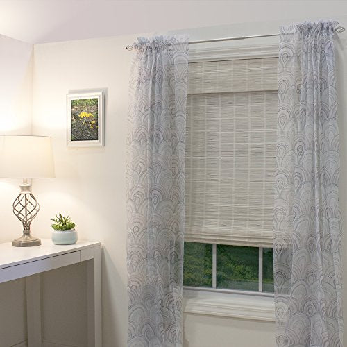 Radiance Cordless White Bamboo Roman Shades - Light Control Blinds for 27-inch Windows - WoodArtSupply