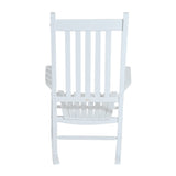 Outsunny Outdoor Rocking Chair, Wooden Rocking Patio Chairs with Rustic High Back, Slatted Seat and Backrest for Indoor, Backyard, Garden, White Outsunny