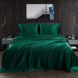 Homiest Blackish Green Satin Flat Sheet - Queen Size Luxury & Ultra Soft, Single Sold Separately Homiest