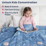 Kivik Weighted Blanket 7 lbs, 41" x 60" Blue Moon Stars Planet Weighted Blankets for Small Single/Twin Size Bed, All-Season Breathable Soft Cute Heavy Throw Blanket for Calming & Sleep, Washable Kivik