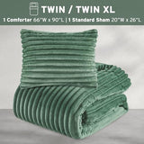 Intelligent Design Twin Comforter Set, Cozy Plush Bedding, Microfiber Reverse, 2 Piece, Lightweight, Super Soft Ribbed Velvet Comforter 1 Sham, All Season Fluffy Bed Set, Avril, Twin/Twin XL Green Intelligent Design