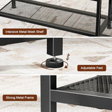 Furnulem Entryway Table 47'' Sofa Console Table with 4 Fabric Drawers, Industrial Entry Way Shoe Rack with Metal Mesh Shelf for Front Door, Foyer Wooden Top, Sturdy Metal Frame, Rustic Brown Furnulem