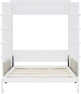 Virubi Queen Murphy Bed with Couch and Storage Shelves,Wood Murphy Bed Cabinet with Storage Shelves and Sofa,Folding Murphy Wall Bed Queen Size (White) Virubi