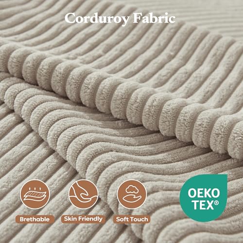 Furnify 6" Futon Mattress Queen Size, Futons Sofa Couch Bed with Straps, Thick Corduroy Fabric Floor Mattress for Adults, Foldable Mattress with Shredded Foam Filling (Frame Not Included), Beige Furnify
