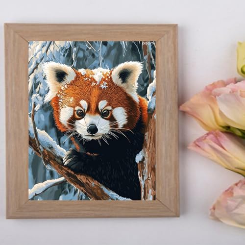 OKSGYTA Animal Canvas Beginner Paint by Numbers Kit, Red Panda, Adult's Paint by Number Kits on Canvas, DIY Oil Painting Kits for Gift Home Wall Decor, 16x20inch, Without Frame OKSGYTA