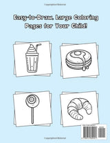 Food and Snacks: LARGE Coloring Book for Kids and Adults – Relaxing, Fun, and Simple! Bold and Easy Designs Featuring 50 Drawings of Fruits, Vegetables, and Desserts for a Stress-Relieving Activity. WoodArtSupply