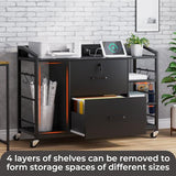 SEDETA 44" File Cabinet, Filing Cabinet fits Legal/Letter Size, 2 Drawer File Cabinets for Home Office with Lock, Power Strip, 6 Storage Shelves, Rustic Brown SEDETA