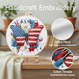 ARTopet Embroidery Kit for Beginners Cross Stitch Kits Independence Day Needlepoint Set for Craft Lover Hand Stitch with Threads 7.87in Hoop Fabric-Butterfly