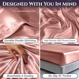 SLEEP SANCTUARY Satin Sheets Twin Size – 3 Piece Luxury Silky Bed Set, Softer Than Silk, 15" Deep Pocket, Cooling & Wrinkle-Free, Moisture-Wicking & Breathable for Hair & Skin (Blush Pink) SLEEP SANCTUARY