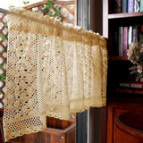 Rustic Boho Curtain Valance for Kitchen Window Farmhouse Handmade Crochet Curtain Tiers for Coffee Decor Room Divider Rod Pocket Hollow Short Lace Curtains for Bathroom Closet 1 Panel W39 X L24 Inch Yunsurey