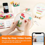 HTVRONT Sparkling Bead Embroidery Kit for Beginners- 3 Sets Complete Embroidery Kits with Step by Step Stitch Video & Instruction, Starter Embroidery Kit with 11 Stitches for Gifts for Woman
