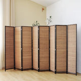 Pawlabay 8 Panel Bamboo Room Divider Screen,5.6 FT Tall Bamboo Divider Folding Panel Screen,Freestanding Panel Divider for Room Seperation,Brown PawlaBay