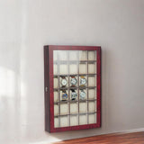 TimelyBuys 30 Piece Cherry Wood Watch Display Wall Hanging Case and Storage Organizer Box and Stand Father's Day TimelyBuys