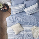 Bedsure Twin Comforter Set 5 Pieces, Blue Striped Bedding Set for All Seasons, Reversible, Cationic Dyeing Bed in a Bag with Comforter, Sheets, Pillowcase & Sham Bedsure