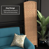 Red Lantern 6 ft. Tall Diamond Weave Fiber Room Divider - Natural - 4 Panel Red Lantern