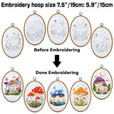ORIGACH 5 Pack Mushroom Embroidery Kits for Beginners, DIY Stamped Cross Stitch Kit with Mushroom Patterns Hoops Needles Threads and Instructions for Adults Embroidery Craft Lover