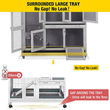 Aivituvin Bunny Cage Rabbit Hutch Indoor Rabbit Cage with Wheels Outdoor Rabbit House with Two Plastic Tray, Foldable Door (Gery) Aivituvin