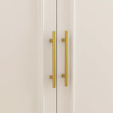 ECACAD White Wardrobe Armoire with 4 Doors, 3-Tier Shelves & Hanging Rod, Wooden Closet Storage Cabinet for Bedroom (30.2”W x 19.3”D x 74.8”H) ECACAD