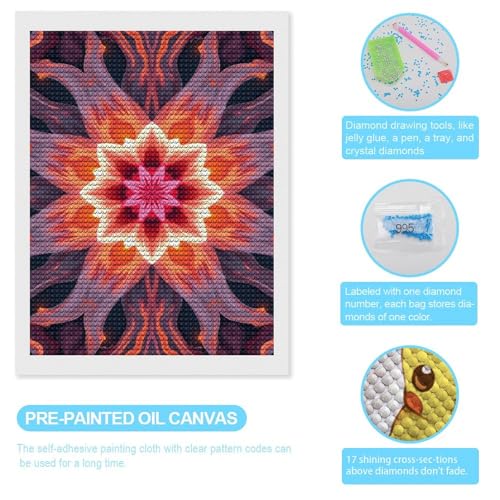 TZTTZT Diamond Art Kits for Adults - Fiery Floral Kaleidoscope Pattern Diamond Painting Kits for Adults Beginner, Frameless Diamond Painting Craft for Home Wall Decor TZTTZT