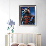 5D DIY Diamond Art, Rocket Racoon Guardians of Galaxy Racoon Diamond Art Kits for Adults Full Drill Round Diamond Gem Art Beads Painting Perfect for Home Wall Décor 11.8x15.7 inches Better Selection