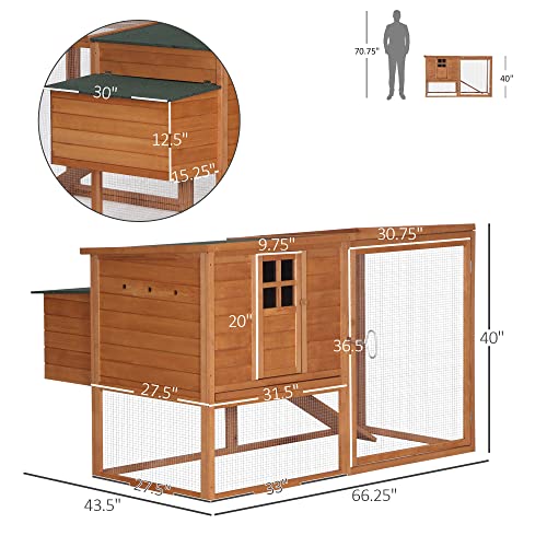 PawHut 64" Large Wooden Chicken Coop Kit With Outdoor Run And Nesting Box - WoodArtSupply