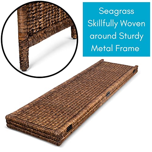BIRDROCK HOME 3 Panel Seagrass Room Divider - Brown Wash - Folding Sections - Partition Screen - Hand Woven Abaca - Home Decor BIRDROCK HOME