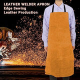 Leather Welding Work Apron,Brown Leather Apron for Men,Heat & Flame-Resistant Woodworking Apron,Adjustable Protective Work Aprons for Blacksmith/Home Improvement/Heavy Duty Work,Wear Resistance Apron Longzhuo
