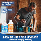 24H Deep Pour Epoxy Resin 0.75 Gallon, Fast Cure Casting Resin Kit for 1-2" Depths, Bubble Free & High-Gloss Food Safe Resin Epoxy, Heat Resistant for Charcuterie Board, Serving Trays & Resin Coasters Shabebe