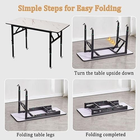 AMSXNOO Height Adjustable Standing Desk, No Assembly Folding Collapsible Computer Desk, Rolling Laptop Table for Workshop Home Office AMSXNOO