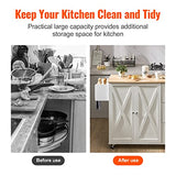 VEVOR Kitchen Island Cart with Solid Wood Top, 45.3" Width Mobile Carts with Storage Cabinet, Rolling Table with Spice Rack, Towel Rack, Drop Leaf and Drawer, Portable Islands on Wheels, White VEVOR