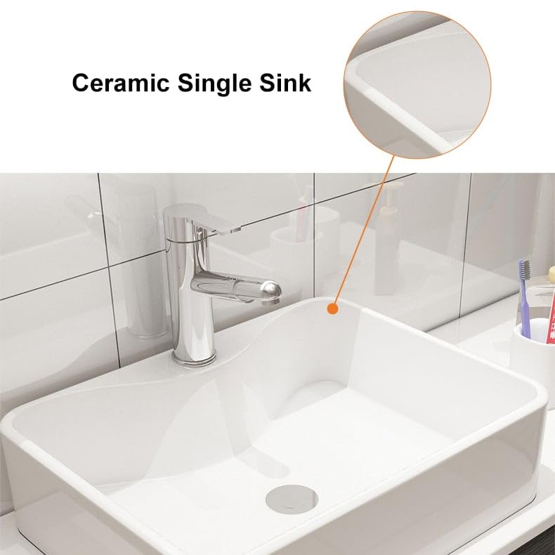 Weibath 31'' Bathroom Vanity Floating Bathroom Sink Cabinet with Ceramic Vessel Sink Black & White Wall Mounted Floating Vanity Weibath