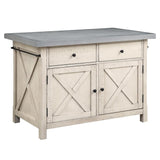 OSP Home Furnishings Nashville Kitchen Island with 2 Matching Stools, Cement Grey Top OSP Home Furnishings